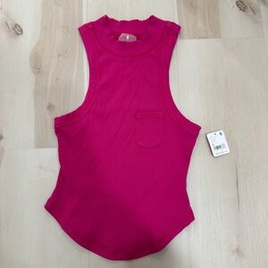 NWT Free People Movement Wishful Ribbed Tank Fuchsia Pink Women's Small Stretch